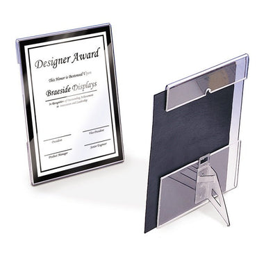 8.5" X 11" CONVERTIBLE SLIDE-IN SIGN FRAME, CLEAR, WITH COUNTER SUPPORT - Braeside Displays